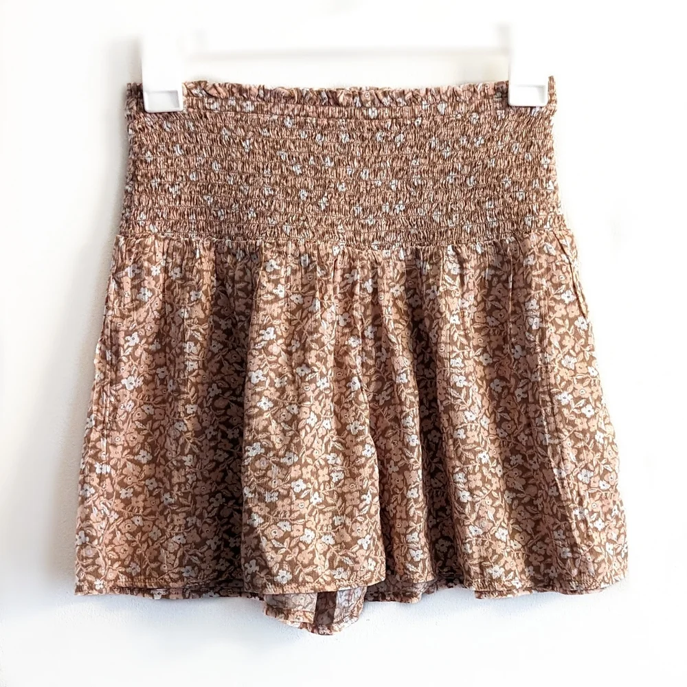 Aerie Smocked Ditsy Floral High Waist Shorts - Picture 2 of 5
